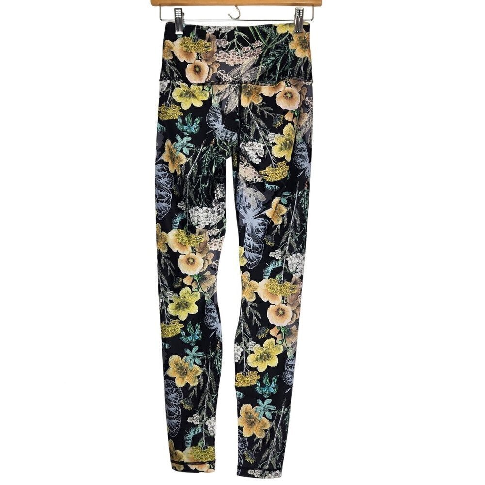 Playground Margaux Floral Dragonfly Leggings XS High Rise Full Length Activewear - Picture 6 of 6